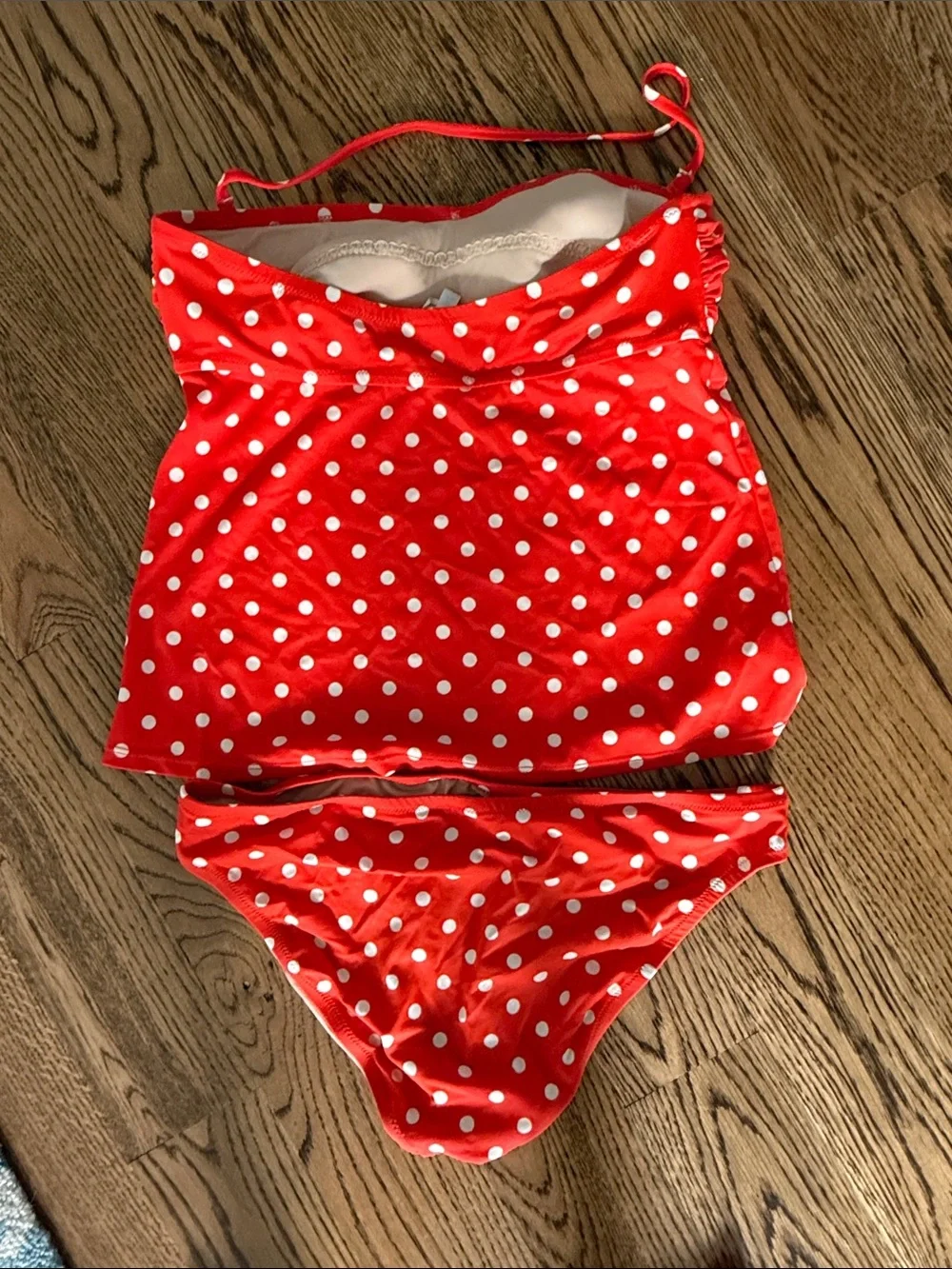 J. Crew Red and White Polka Dot Tankini Set